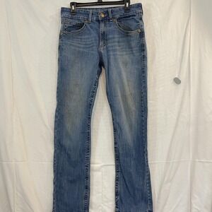 Thrashed Wrangler‎ Rock 47 Jeans Mens 33x34 Blue Slim Straight Stitch Western